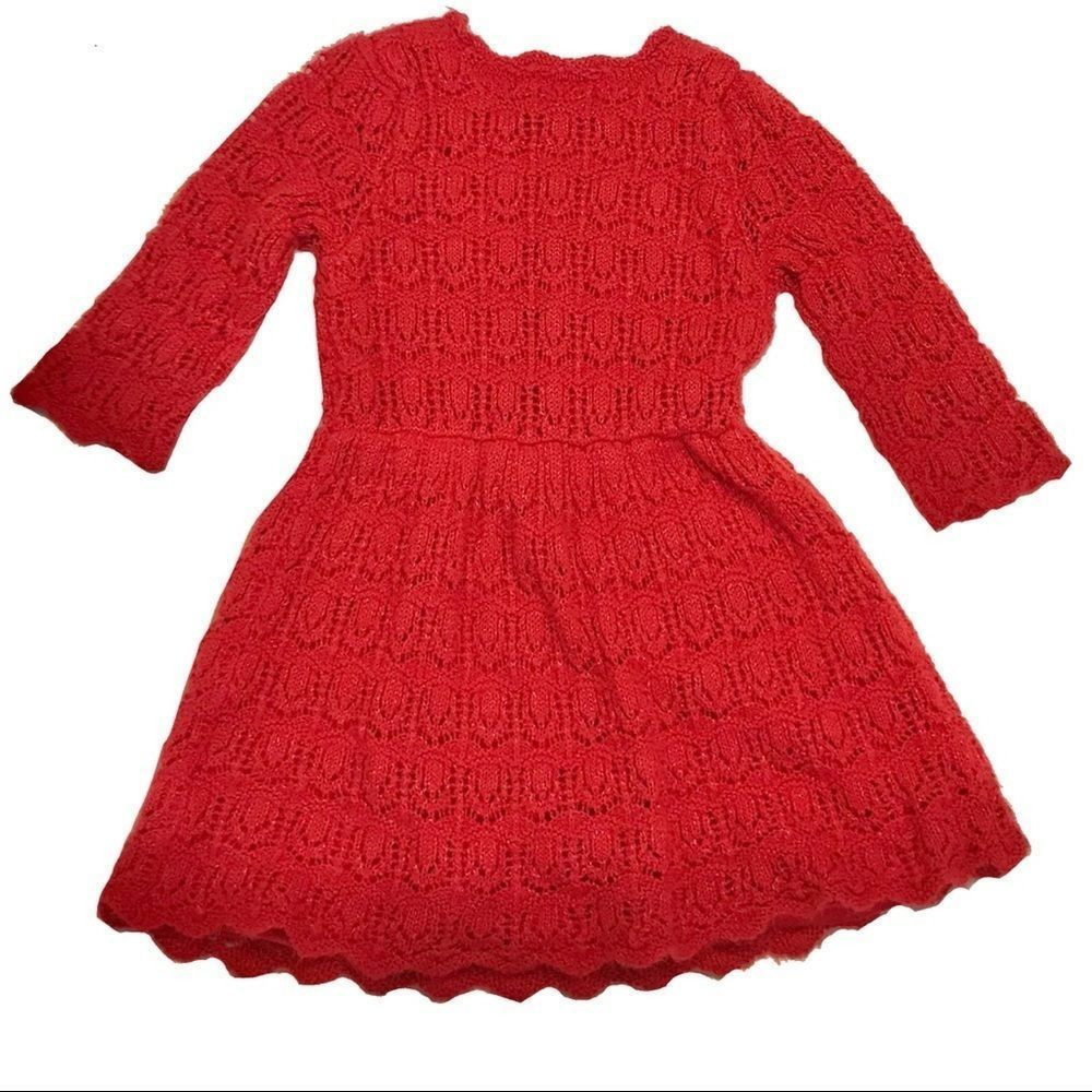 Cat and Jack Crochet Metallic Knit Dress Red 4T Girls